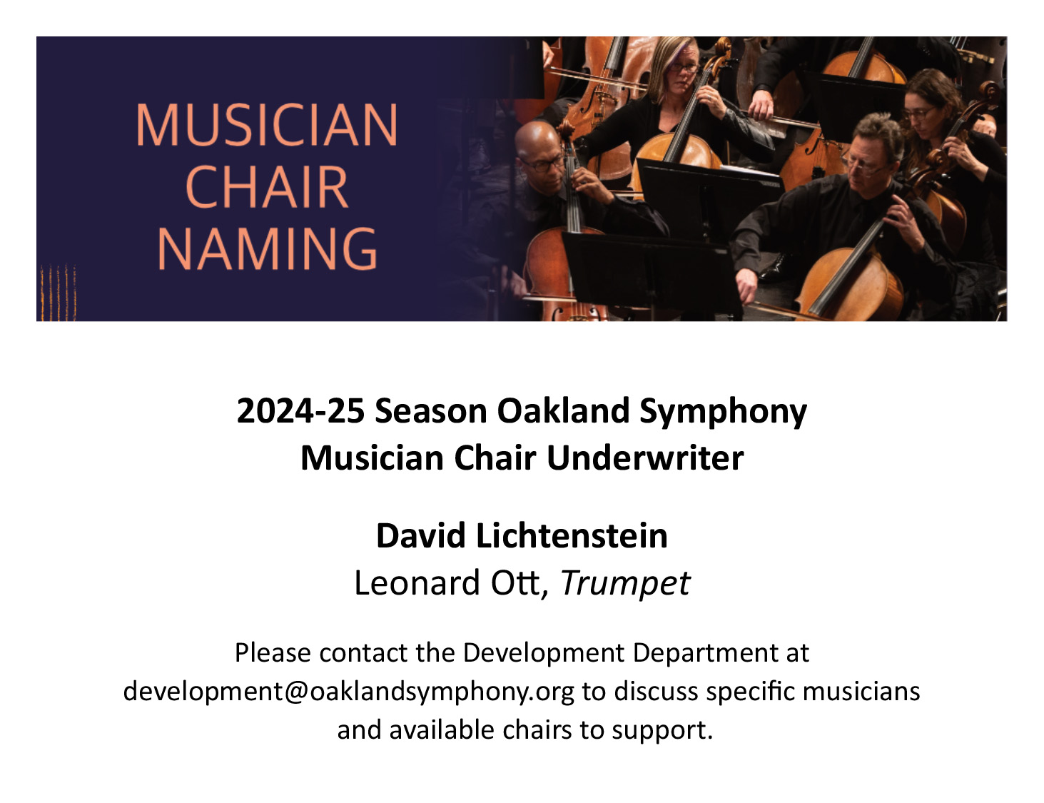 Oakland Symphony Musician Chair Naming