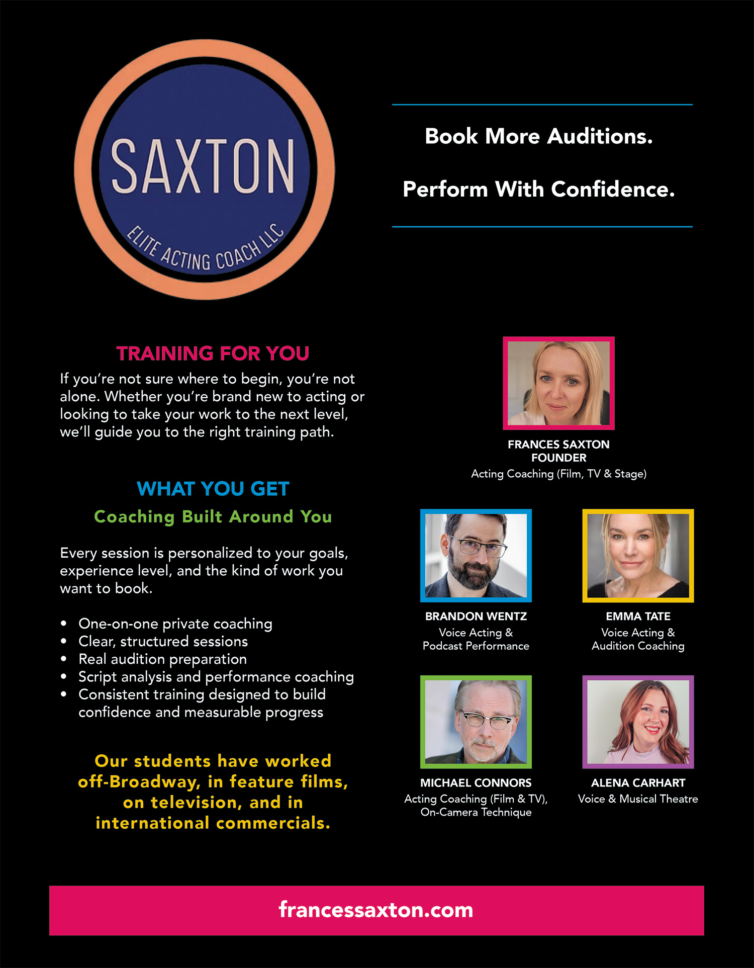 Frances Saxton Elite Acting Coaching