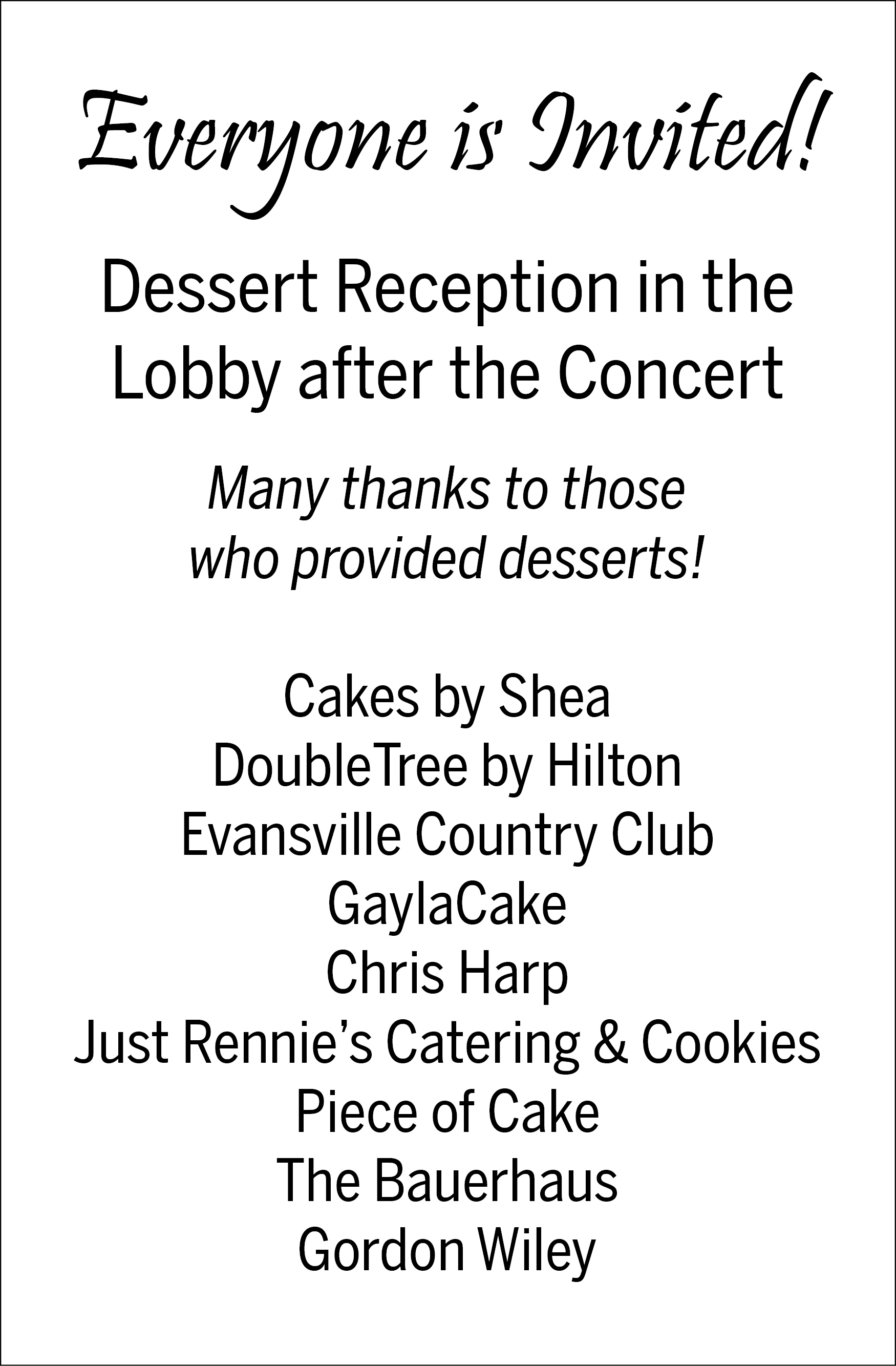 Dessert Reception