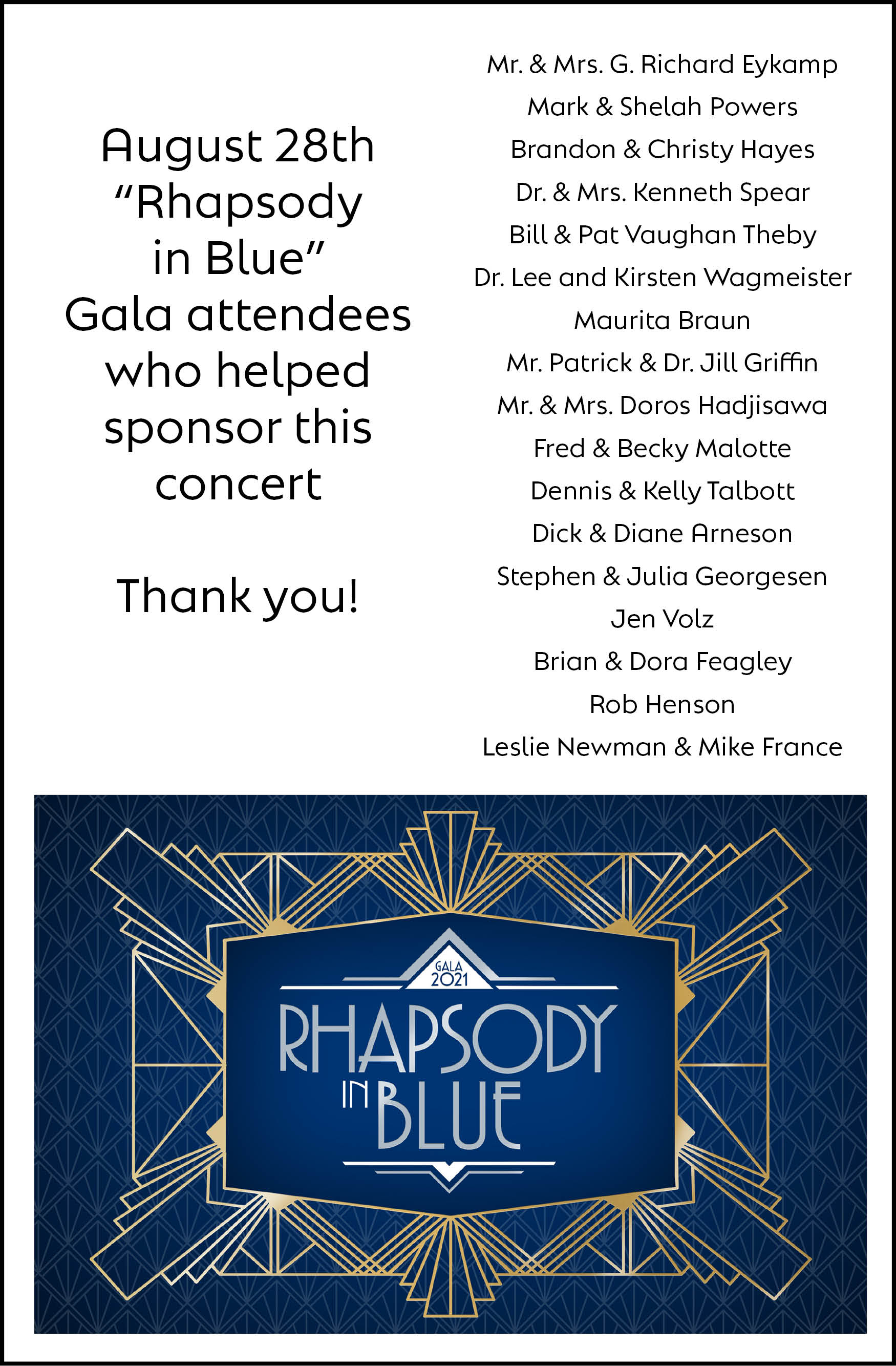 Sponsor ad - Gala Participants