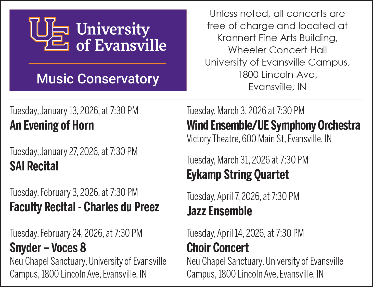 University of Evansville Music Conversatory